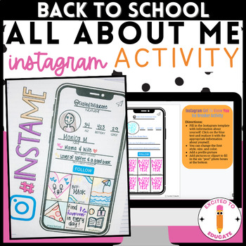 Preview of All About Me Instagram Get to Know You Back to School Activity