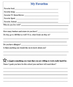 All About Me Interest Survey by Thee Teaching Queen | TPT