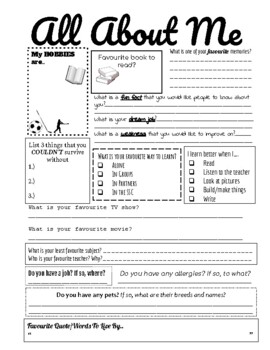 All About Me Introduction Worksheet by Andrea Ro | TpT