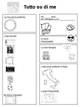 Preview of All About Me Italian "Tutto su de mi" First Day of School Student Activity