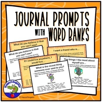 Preview of All About Me Journal Prompts with Word Banks Back to School Digital and Print