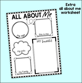 All About Me Kindergarten Worksheets - First Week Of School 