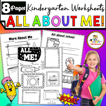 All About Me Kindergarten Worksheets - Fun First Day/Week of School ...