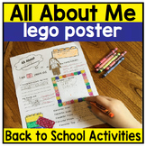 All About Me Lego Posters & Worksheet Template - First Day