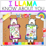 All About Me Llama Bulletin Board and Writing Craft BACK T