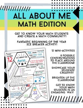 Preview of All About Me MATH First day of School Get to know you Activity!