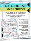 All About Me MATH First day of School Get to know you Activity!