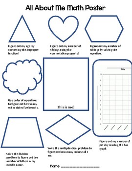 Preview of All About Me Math Poster