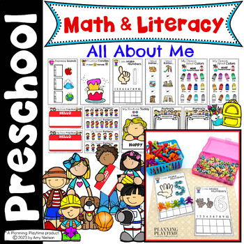 Preview of All About Me Math and Literacy Centers Preschool