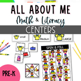 All About Me Math and Literacy Centers for Preschool