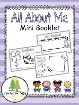 Preview of All About Me Mini Book -Back to School Activities- Canadian & American Spelling