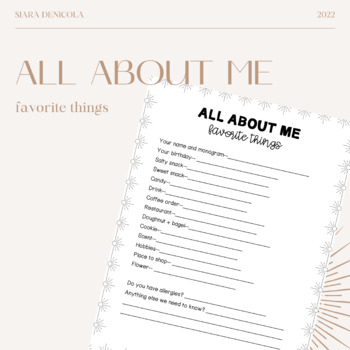 Preview of All About Me | My Favorite Things | Get to Know Your Teacher | First Day Of Scho