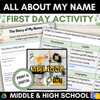 Preview of All About Me My Name Activity Ice Breaker | First Day Week High School English