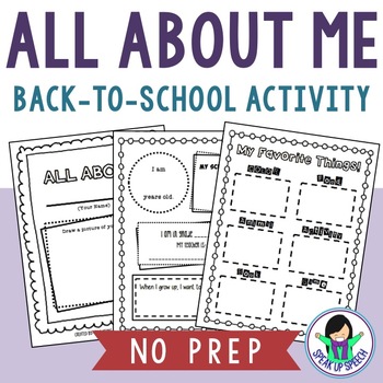 All About Me - NO PREP by Speak Up Speech | Teachers Pay Teachers