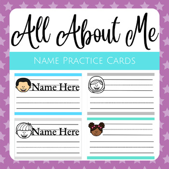 Preview of All About Me Name Practice Cards