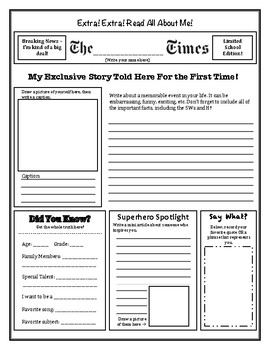 All About Me Newspaper Template By Lydia Taylor Tpt