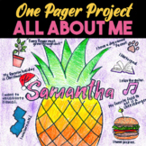 All About Me One Pager — Back to School Project, First Day