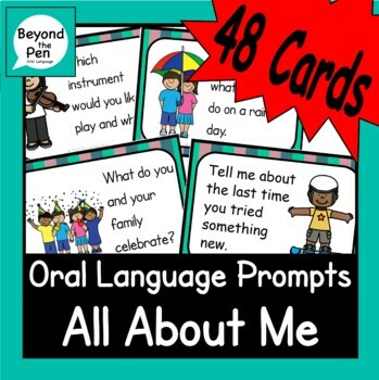 Preview of All About Me - Oral Language Cards - Conversation and Writing Prompts