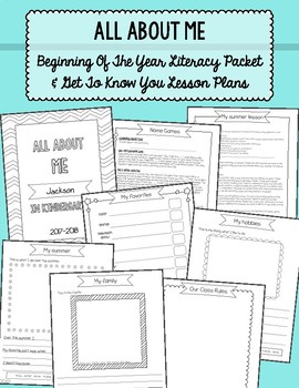 Preview of All About Me Packet: Beginning of Year Get to Know You Writing & Games