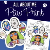 All About Me Paw Print, First Week Activity, Bulldogs Home