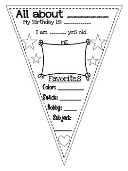 All About Me Pennant by Madd About Math | TPT