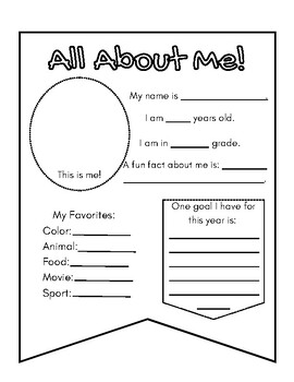 All About Me Pennant by Schoolin With Schumaker | TPT