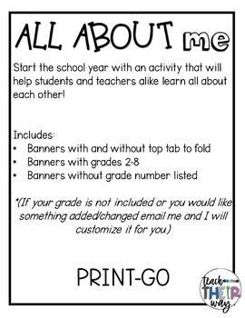 All-About-Me Pennant | Back to School Activity | TPT