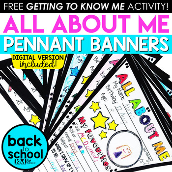 Preview of All About Me Pennant Banner Back to School Activities Getting to Know You