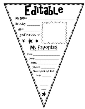 Preview of All About Me Pennant Editable