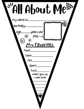 Preview of All About Me Pennant First Day of School Activity The Perfect Getting to Know Me