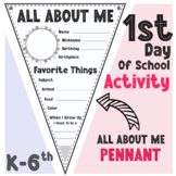 All About Me Pennant - First day of school Activity :