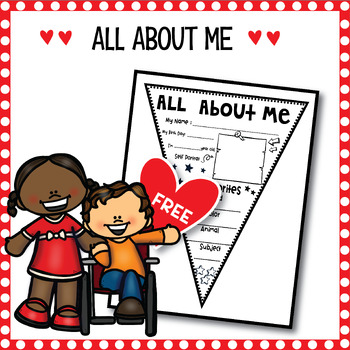 Preview of All About Me Pennant Worksheet Free