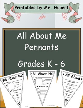 Preview of All About Me Pennants | First Day of School | Distance Learning