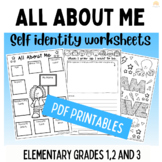 All About Me Personal Identity Worksheets 1st, 2nd, 3rd Grade