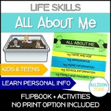 All About Me Personal Information Life Skills - Digital an