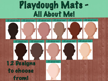 Preview of All About Me Playdough Mats - 12 Different Face Shapes and Diverse Skin Tones