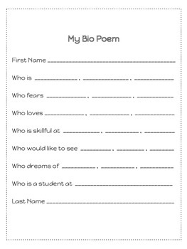 Preview of All About Me Poetry