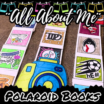 Preview of All About Me Polaroid Pull Book Art Project, Back to School, High School Art