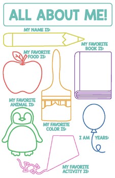 All About Me Poster by Miss Mooney Preschool | TPT