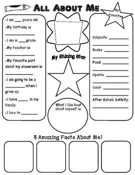 All About Me Poster by Coffman's Creative Classroom | TPT