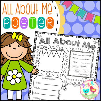 All About Me Poster by Pre-K Tweets | Teachers Pay Teachers