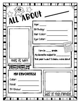 All About Me Poster #2 - Back to School Icebreaker by Miss Zees Activities