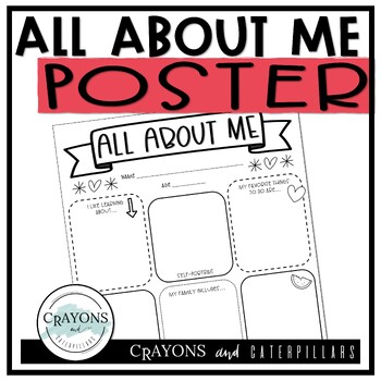 All About Me Poster Activity Worksheet - Get to Know You - Back to School