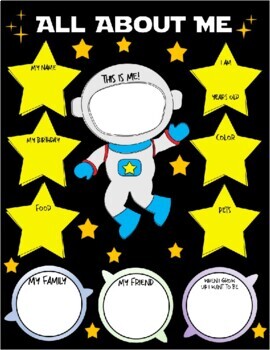Preview of All About Me Poster Astronaut Theme EDITABLE First Day of School, Back to School