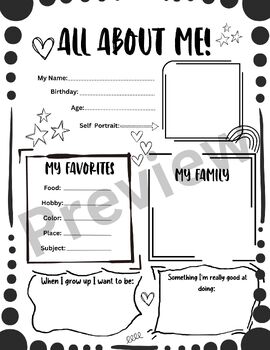 All About Me Poster-Back to School by Everything for Education | TPT