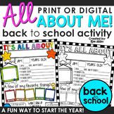 All About Me Poster Back to School Activities Getting to Know You