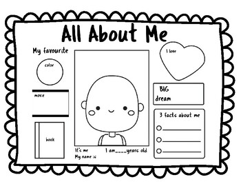 All About Me Poster | Back to School | First Day of School | TPT