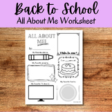 All About Me Poster|Getting to Know You Worksheet |First D