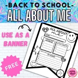All About Me Poster | Worksheet Banner | Back to School | 