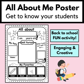 Preview of All About Me Poster for Lower Elementary | Back to School Activity | Kinder